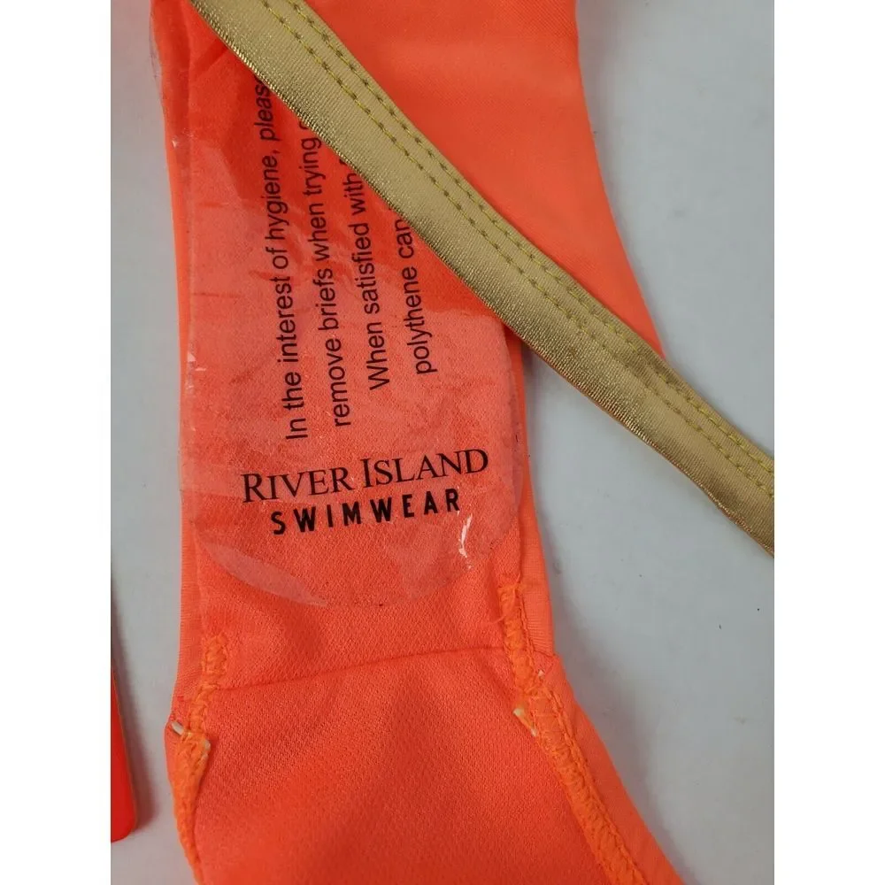 NWT Pacha Ibiza River Island Womens Neon Orange Bikini Bottom US‎ Size 4